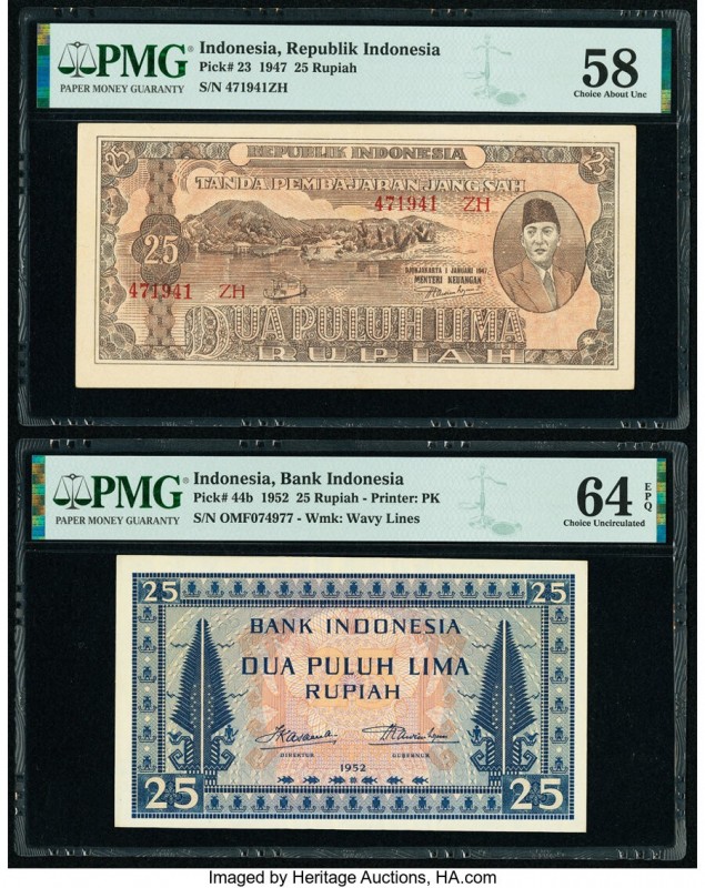 Indonesia Republik Indonesia; Bank Indonesia 25 Rupiah (2) 1947; 1952 Pick 23; 4...