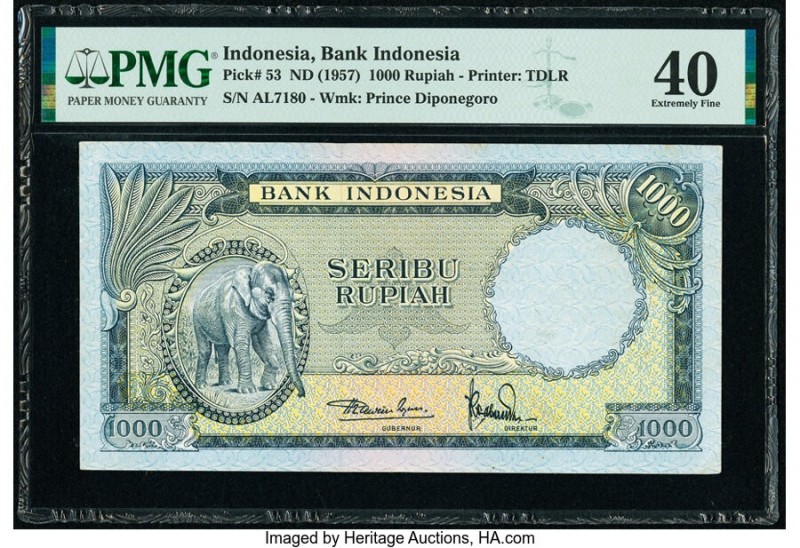 Indonesia Bank Indonesia 1000 Rupiah ND (1957) Pick 53 PMG Extremely Fine 40. 

...