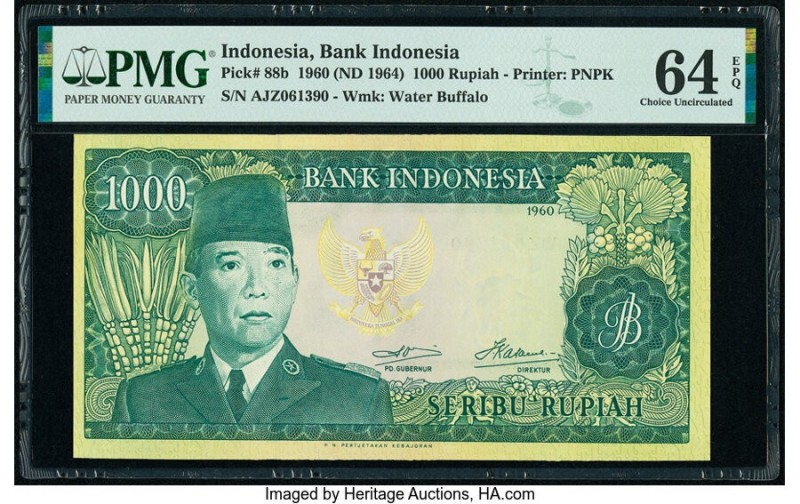Indonesia Bank Indonesia 1000 Rupiah 1960 (ND 1964) Pick 88b PMG Choice Uncircul...
