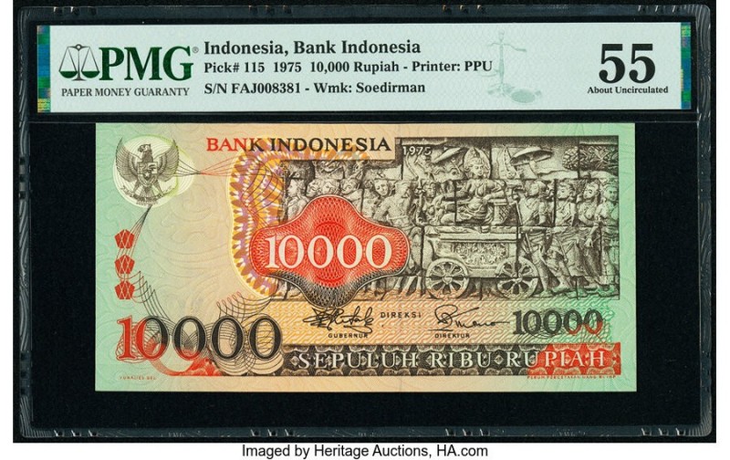 Indonesia Bank Indonesia 10,000 Rupiah 1975 Pick 115 PMG About Uncirculated 55. ...