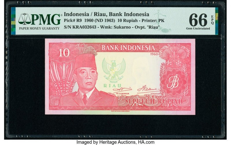 Indonesia Bank Indonesia 10 Rupiah 1960 (ND 1963) Pick R9 PMG Gem Uncirculated 6...