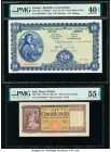 Ireland - Republic Central Bank of Ireland 10 Pounds 1975 Pick 66c PMG Extremely Fine 40 EPQ; Italy Banco d'Italia 500 Lire 1947 Pick 80a PMG About Un...