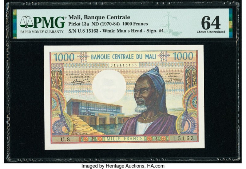 Mali Banque Centrale du Mali 1000 Francs ND (1970-84) Pick 13a PMG Choice Uncirc...