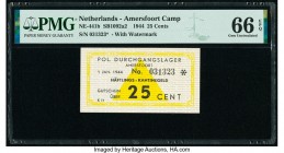 Netherlands Amersfoort 25 Cents 1.1.1944 Pick NE-441b PMG Gem Uncirculated 66 EPQ. 

HID09801242017

© 2020 Heritage Auctions | All Rights Reserved