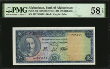 AFGHANISTAN. Bank of Afghanistan. 20 Afghanis, N (1957). P-31d. PMG Choice About Uncirculated 58 EPQ.
Estimate: $75.00- $125.00