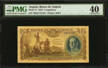 ANGOLA. Banco De Angola. 5 Angolares, 1947. P-77. PMG Extremely Fine 40.
Estimate: $100.00- $200.00