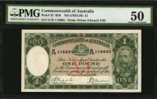AUSTRALIA. Commonwealth of Austrailia. 1 Pound, ND (1933-38). P-22. PMG About Uncirculated 50.
Estimate: $200.00- $400.00