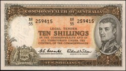 AUSTRALIA. Commonwealth of Australia. 10 Shillings, ND (1961-68). P-33a. Uncirculated.
Estimate: $50.00- $100.00