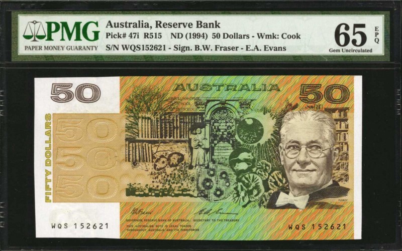 AUSTRALIA. Reserve Bank. 50 Dollars, ND (1994). P-47i. PMG Gem Uncirculated 65 E...