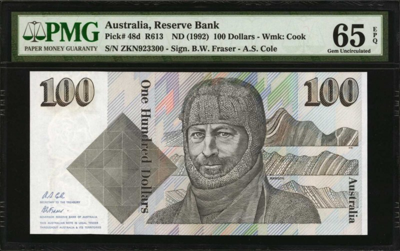 AUSTRALIA. Reserve Bank. 100 Dollars, ND (1992). P-48d. PMG Gem Uncirculated 65 ...