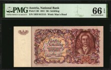 AUSTRIA. National Bank. 50 Schilling, 1951. P-130. PMG Gem Uncirculated 66 EPQ.
Estimate: $150.00- $250.00