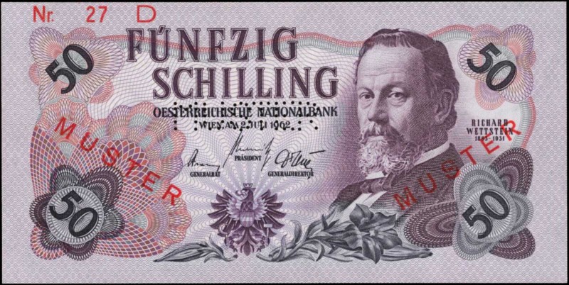 AUSTRIA. Oesterreichische Nationalbank. 50 Schilling, 1962. P-137s. Specimen. Un...