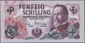 AUSTRIA. Oesterreichische Nationalbank. 50 Schilling, 1962. P-137s. Specimen. Uncirculated.
Estimate: $50.00- $100.00