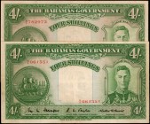 BAHAMAS. Lot of (2). Bahamas Government. 4 Shillings, 1936. P-9b & 9e. Very Fine.
Estimate: $125.00- $150.00