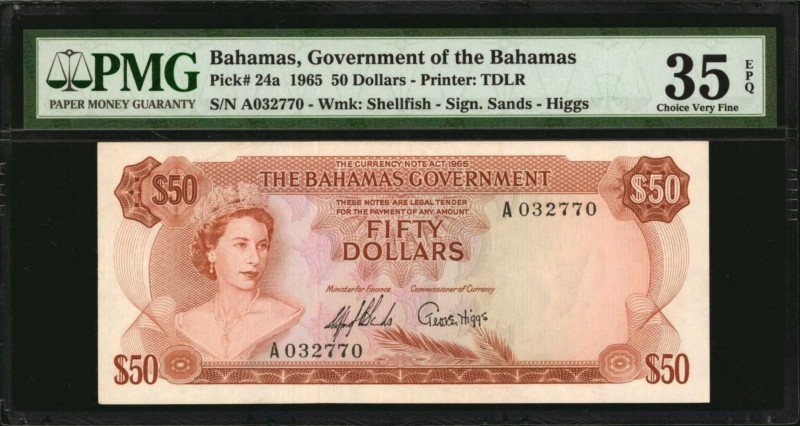 BAHAMAS. Government of the Bahamas. 50 Dollars, 1965. P-24a. PMG Choice Very Fin...