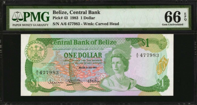 BELIZE. Central Bank. 1 Dollar, 1983. P-43. PMG Gem Uncirculated 66 EPQ.
Estima...