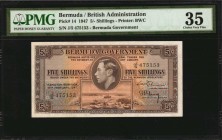 BERMUDA. Bermuda Government. 5 Shillings, 1947. P-14. PMG Choice Very Fine 35.
Estimate: $100.00- $200.00