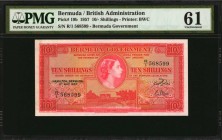 BERMUDA. Bermuda Government. 10 Shillings, 1957. P-19b. PMG Uncirculated 61.
PMG comments "Tape."
Estimate: $100.00- $150.00