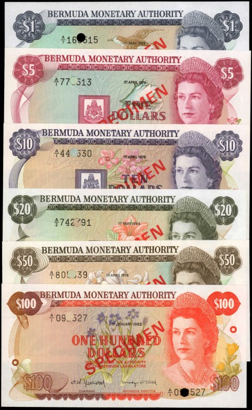 BERMUDA. Lot of (6). Bermuda Monetary Authority. 1 to 100 Dollars, 1978-1984. P-...