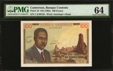 CAMEROON. Banque Centrale. 100 Francs, ND (1962). P-10. PMG Choice Uncirculated 64.
Estimate: $150.00- $250.00