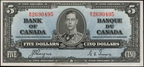CANADA. Bank of Canada. 5 Dollars, 1937. P-60c. About Uncirculated.
Estimate: $75.00- $125.00