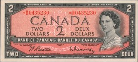 CANADA. Bank of Canada. 2 Dollars, 1954. P-76b*. Replacement. About Uncirculated.
Estimate: $25.00- $50.00
