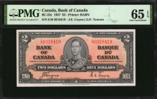 CANADA. Bank of Canada. 2 Dollars, 1937. BC-22c. PMG Gem Uncirculated 65 EPQ.
Estimate: $100.00- $200.00