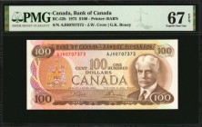 CANADA. Bank of Canada. 100 Dollars, 1975. P-BC-52b. PMG Superb Gem Uncirculated 67 EPQ.
Estimate: $150.00- $250.00