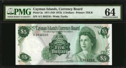 CAYMAN ISLANDS. Currency Board. 5 Dollars, 1971 (ND 1972). P-2a. PMG Choice Uncirculated 64.
Estimate: $150.00- $200.00