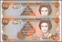 CAYMAN ISLANDS. Lot of (2). Cayman Islands Currency Board. 25 Dollars, 1996. P-19. Consecutive. Uncirculated.
Estimate: $40.00- $80.00