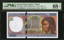 CENTRAL AFRICAN STATES. Banque Des Etats De L'Afrique Centrale. 10,000 Francs, 2000. P-405Lf. PMG Superb Gem Uncirculated 68 EPQ.
Estimate: $100.00- ...