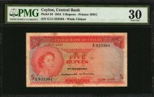 CEYLON. Central Bank. 5 Rupees, 1954. P-54. PMG Very Fine 30.
PMG comments "Stains."
Estimate: $150.00- $200.00