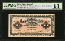 CHILE. Banco Central. 10 Pesos, 1928-30. P-83b. PMG Choice Uncirculated 63.
Estimate: $150.00- $300.00