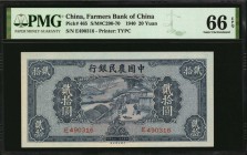 CHINA--REPUBLIC. Farmers Bank of China. 20 Yuan, 1940. P-465. PMG Gem Uncirculated 66 EPQ.
Estimate: $250.00- $350.00