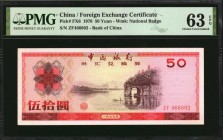 CHINA--PEOPLE'S REPUBLIC. Foreign Exchange Certificate. 50 Yuan, 1979. P-FX6. PMG Choice Uncirculated 63 EPQ.
Estimate: $150.00- $250.00