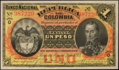 COLOMBIA. Republica de Columbia. 1 Peso, 1893. P-224. About Uncirculated.
Estimate: $50.00- $100.00
