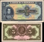 COLOMBIA. Lot of (2). Banco de la Republica. 5 Pesos, 1928. P-373p. Front & Back Proof. About Uncirculated.
Estimate: $75.00- $150.00