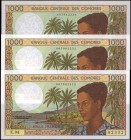 COMOROS. Lot of (3). Banque Centrale des Comores. 1000 Francs, 1994. P-11b. Consecutive. Uncirculated.
Estimate: $75.00- $150.00