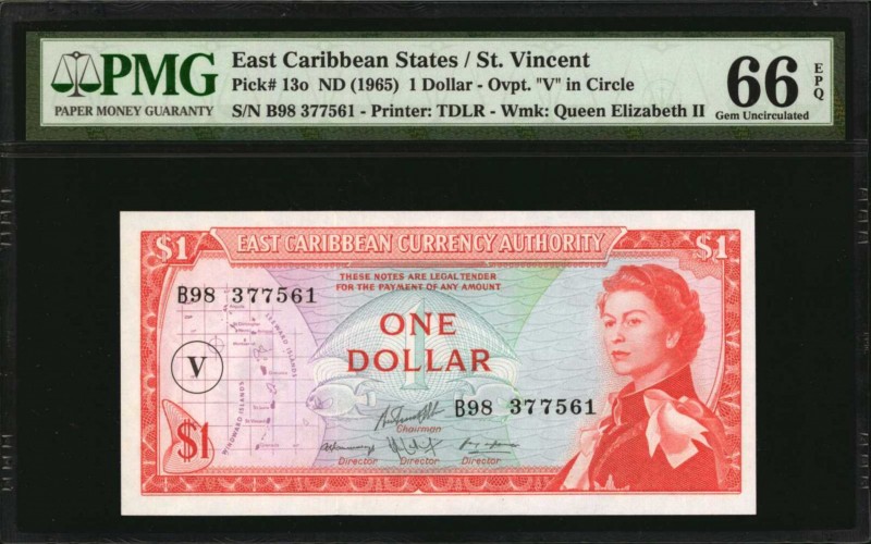 EAST CARIBBEAN STATES. East Caribbean Currency Authority. 1 Dollar, ND (1965). P...