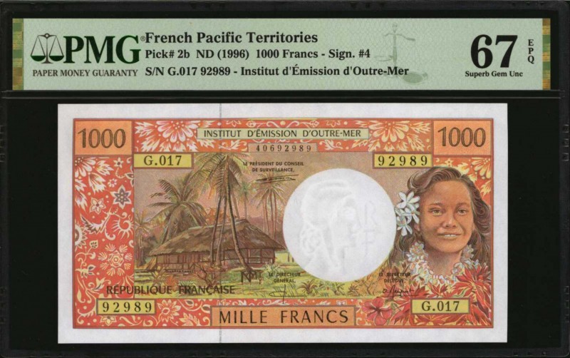 FRENCH PACIFIC TERRITORIES. Lot of (4). Institut D'Emission Des Departments D'Ou...