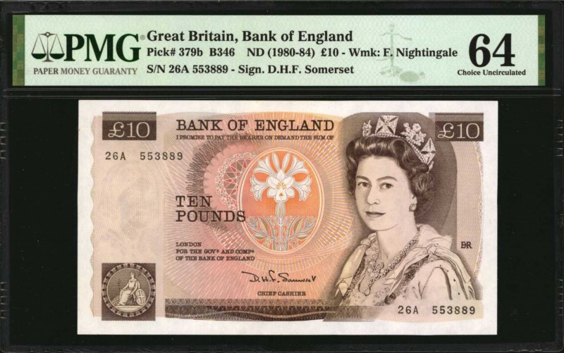 GREAT BRITAIN. Bank of England. 10 Pounds, ND (1980-84). P-379b. PMG Choice Unci...