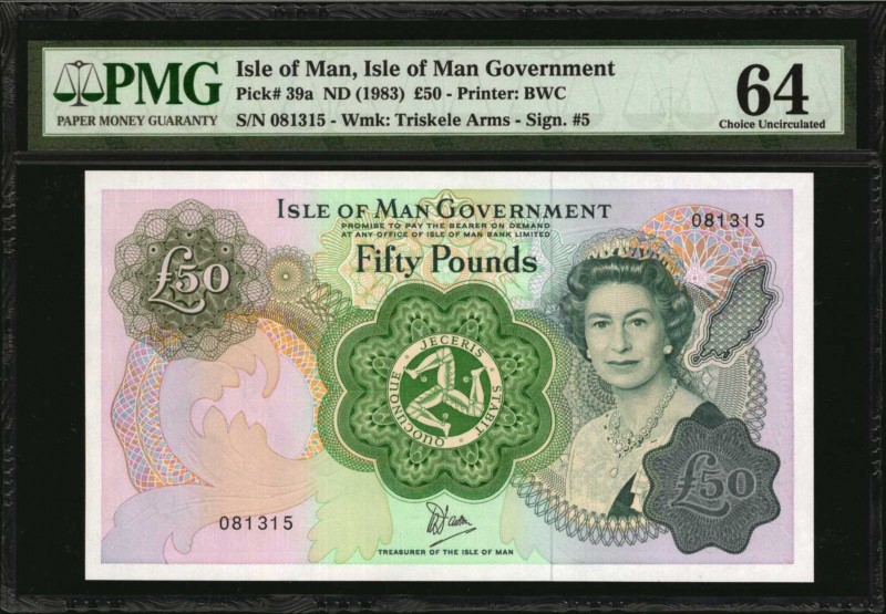 ISLE OF MAN. Isle of Man Government. 50 Pounds, ND (1983). P-39a. PMG Choice Unc...