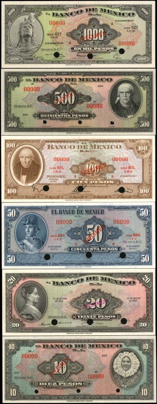 MEXICO. Lot of (8). Banco de Mexico. 1 to 1000 Pesos, 1950-77. P-34s & 46s to 52...