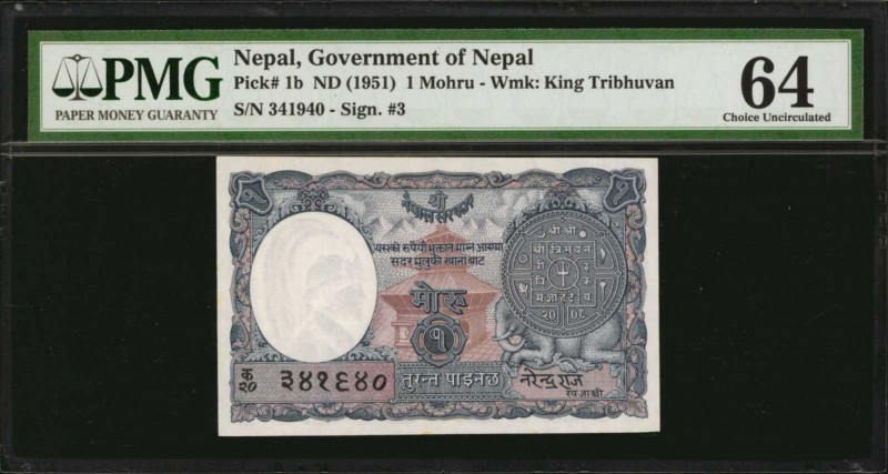 NEPAL. Government of Nepal. 1 Mohru, ND (1951). P-1b. PMG Choice Uncirculated 64...