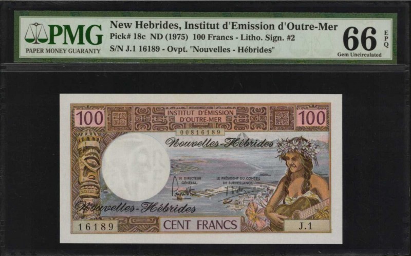 NEW HEBRIDES. Institut D'Emission Des Departments D'Outre-Mer. 100 Francs, ND (1...