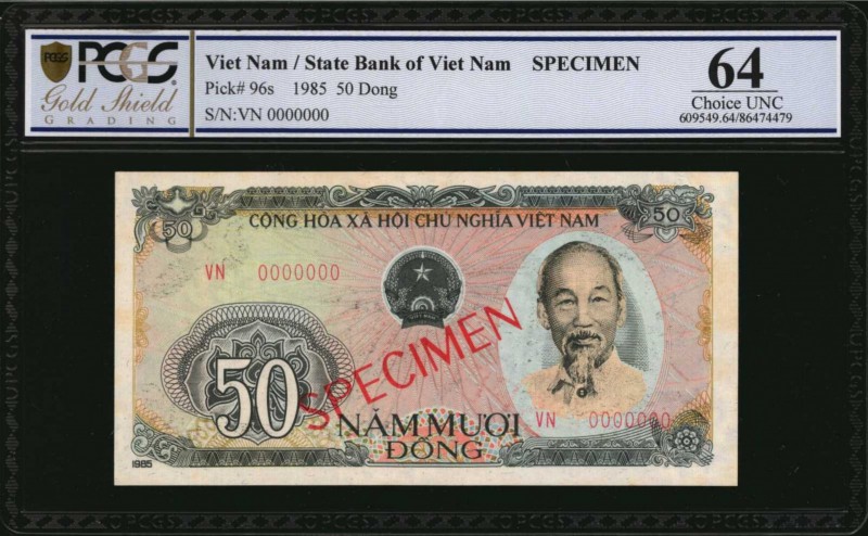 VIETNAM. State Bank of Viet Nam. 50 Dong, 1985. P-96s. Specimen. PCGS GSG Choice...