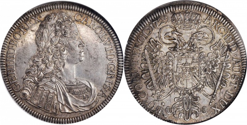 AUSTRIA. Taler, 1729. Hall Mint. Charles VI. NGC MS-62.
Dav-1054; KM-1617. A sp...