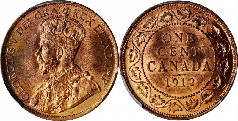 CANADA. Cent, 1912. Ottawa Mint. PCGS MS-65 Red Brown Gold Shield.
KM-21. An el...