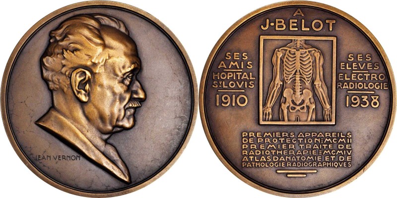 FRANCE. Joseph Belot/Radiology Bronze Medal, 1938. UNCIRCULATED.
Diameter: 79mm...