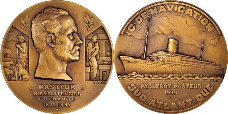 FRANCE. Compagnie de Navigation Sud-Atlantique/"Pasteur" Bronze Medal, 1939. CHO...